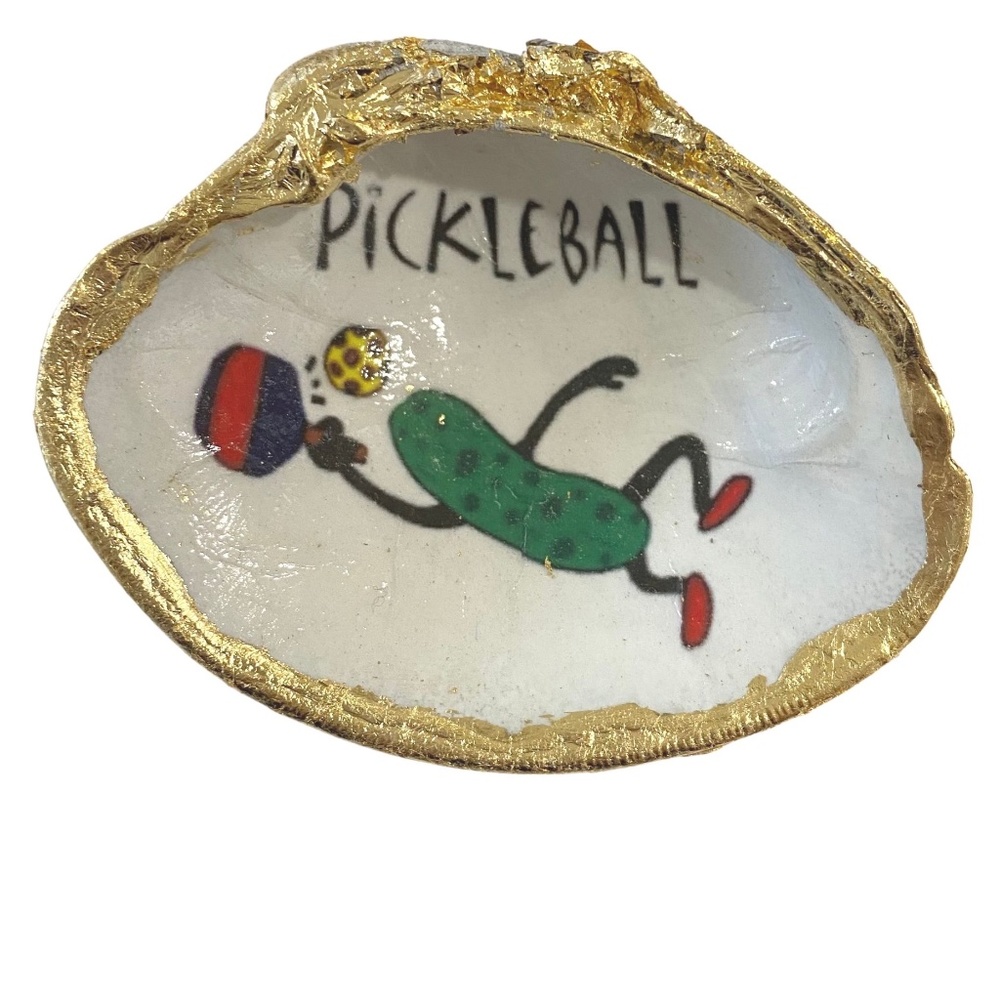 Hostess Gift! PICKLEBALL gilded clam shell